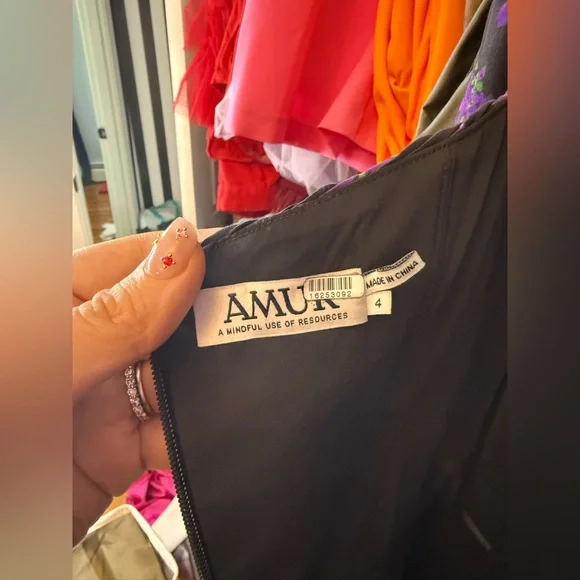 AMUR by Reiss Giulia Mini Dress - Size 4 Elegant Black and Purple Floral Dress - Picture 13 of 14